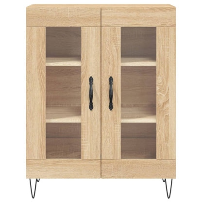 Hoge Kast 69,5X34X80 Cm Bewerkt Hout Kleurig Sonoma eiken 2 glazen deuren