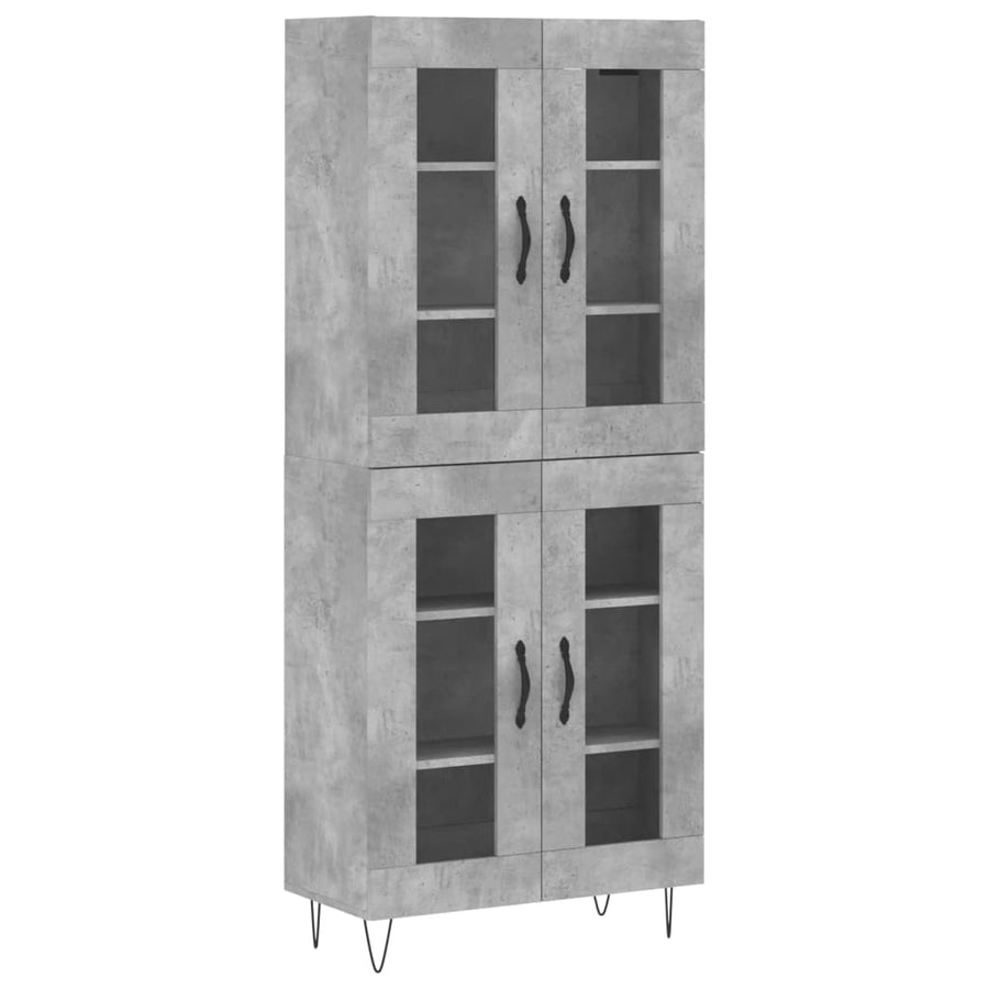 Hoge kast 69,5x34x180 cm bewerkt hout betongrijs