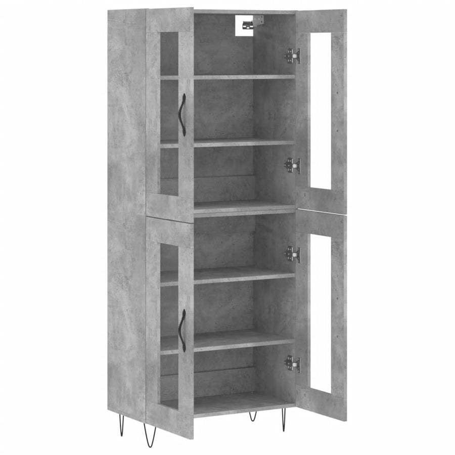 Hoge kast 69,5x34x180 cm bewerkt hout betongrijs