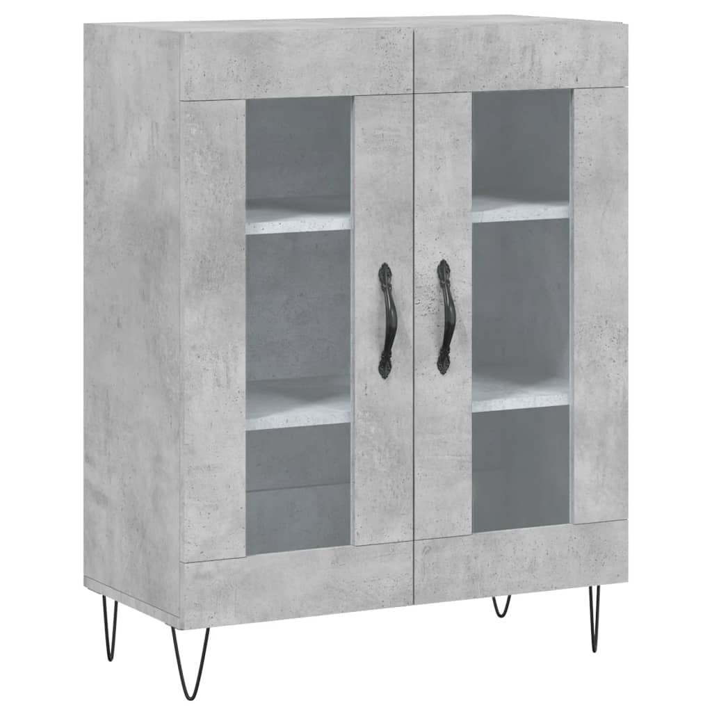 Hoge kast 69,5x34x180 cm bewerkt hout betongrijs