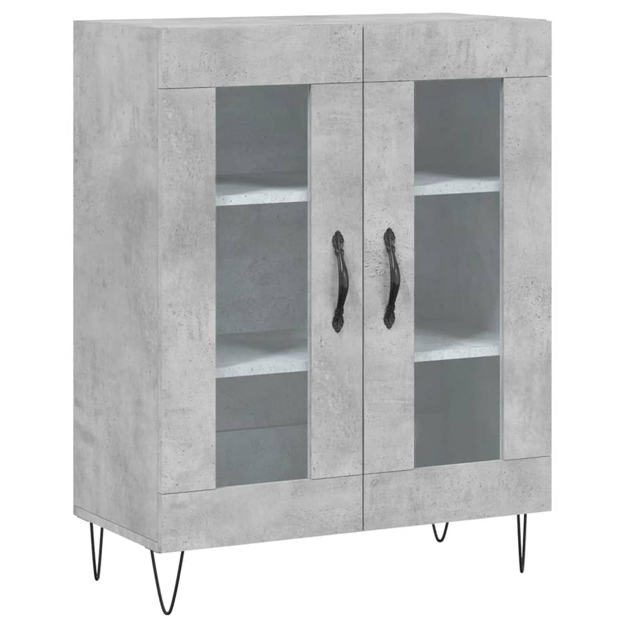 Hoge kast 69,5x34x180 cm bewerkt hout betongrijs