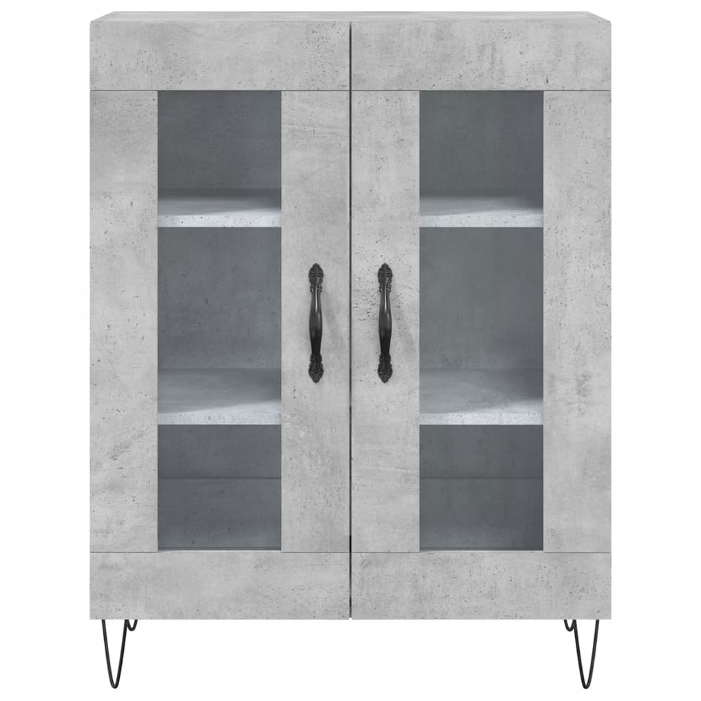 Hoge kast 69,5x34x180 cm bewerkt hout betongrijs
