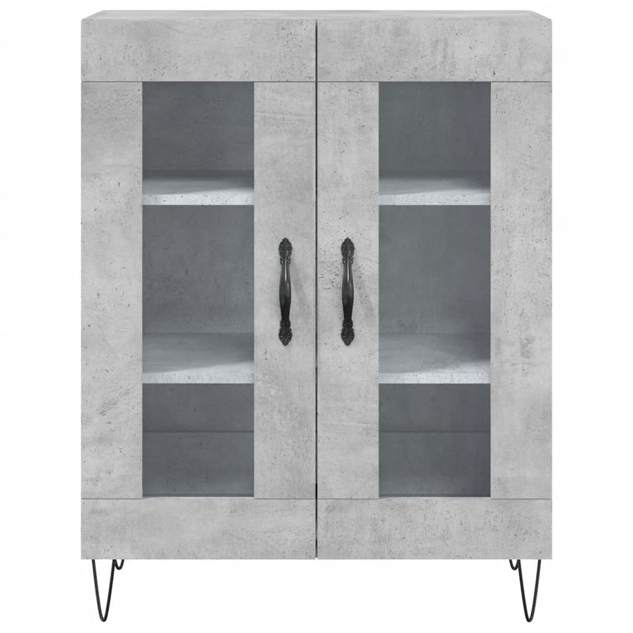 Hoge kast 69,5x34x180 cm bewerkt hout betongrijs