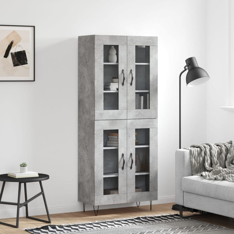 Hoge kast 69,5x34x180 cm bewerkt hout betongrijs