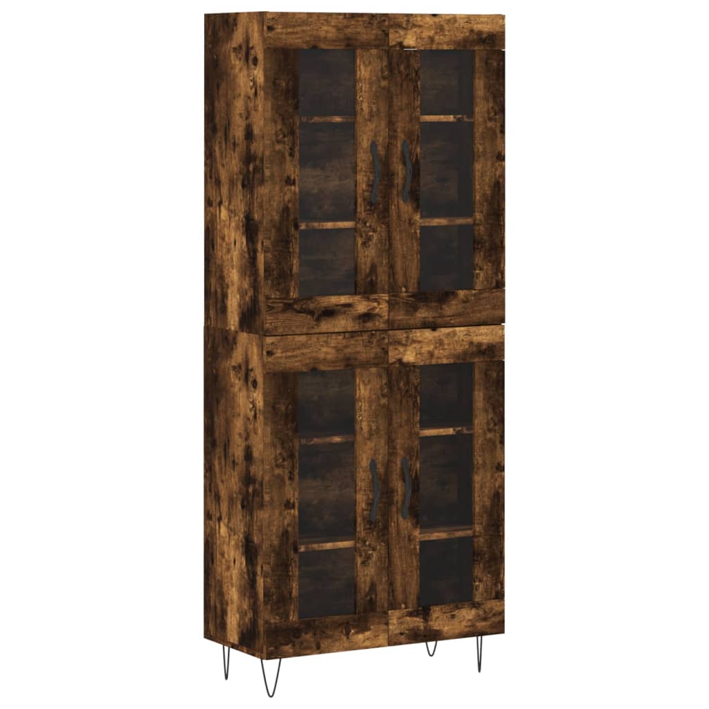 Hoge kast 69,5x34x180 cm bewerkt hout gerookt eikenkleurig
