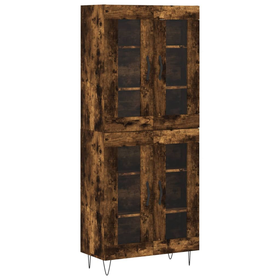 Hoge kast 69,5x34x180 cm bewerkt hout gerookt eikenkleurig