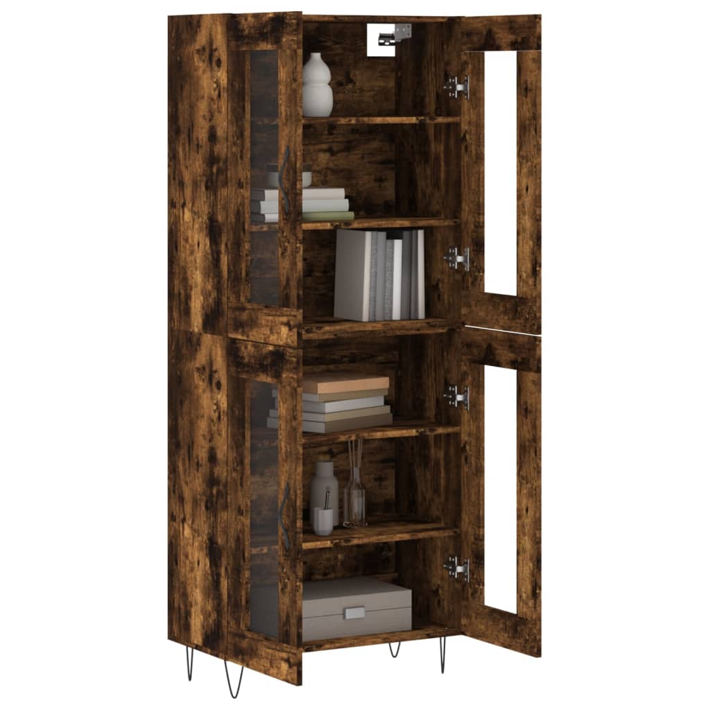 Hoge kast 69,5x34x180 cm bewerkt hout gerookt eikenkleurig