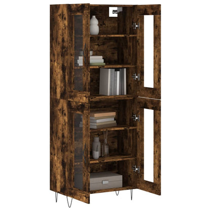 Hoge kast 69,5x34x180 cm bewerkt hout gerookt eikenkleurig