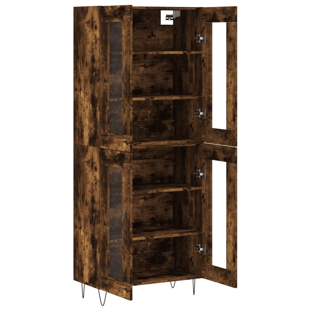 Hoge kast 69,5x34x180 cm bewerkt hout gerookt eikenkleurig