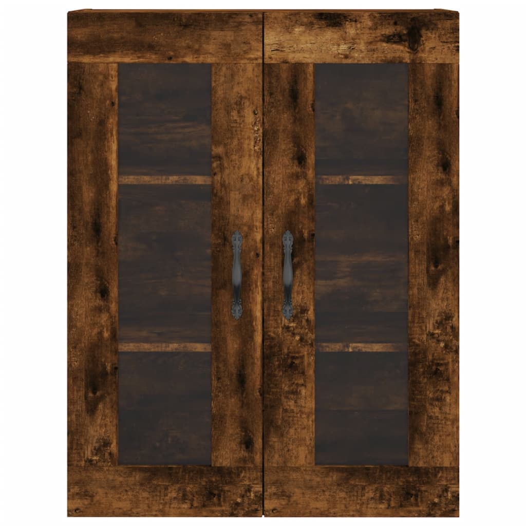 Hoge kast 69,5x34x180 cm bewerkt hout gerookt eikenkleurig