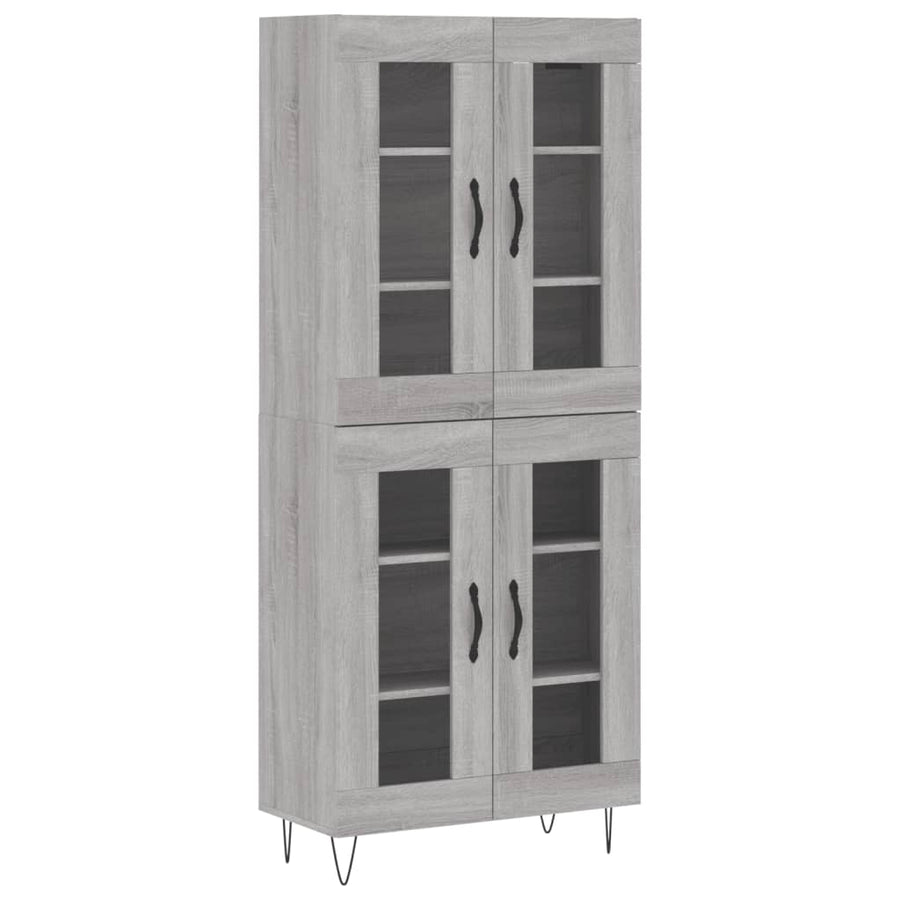 Hoge Kast 69,5X34X180 Cm Bewerkt Hout Eikenkleurig Grijs sonoma