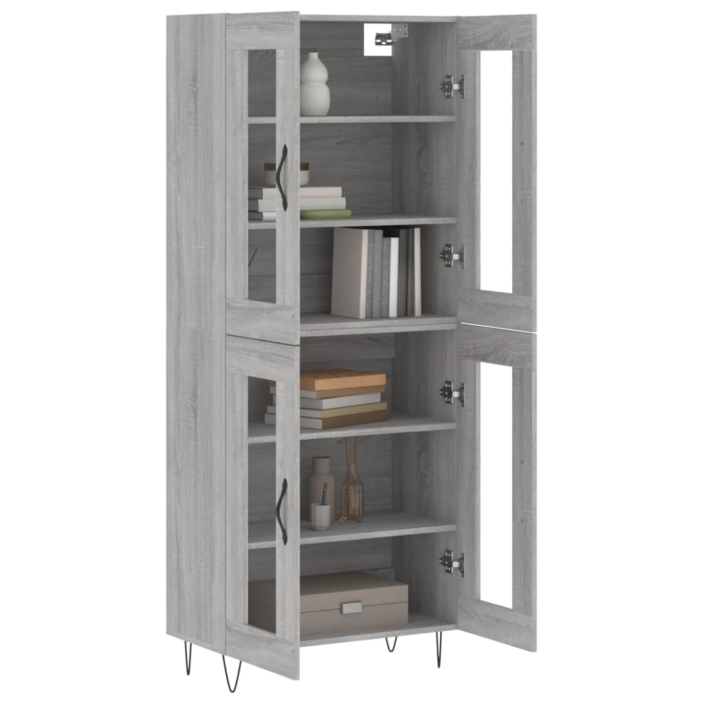 Hoge Kast 69,5X34X180 Cm Bewerkt Hout Eikenkleurig Grijs sonoma