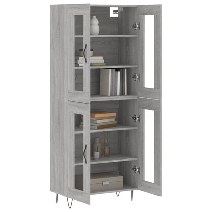 Hoge Kast 69,5X34X180 Cm Bewerkt Hout Eikenkleurig Grijs sonoma