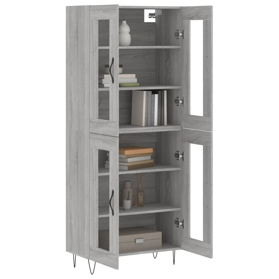 Hoge Kast 69,5X34X180 Cm Bewerkt Hout Eikenkleurig Grijs sonoma