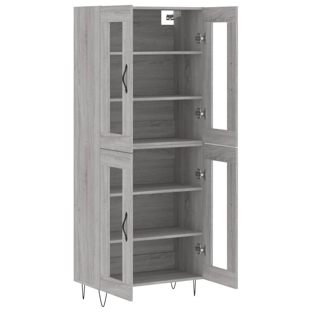Hoge Kast 69,5X34X180 Cm Bewerkt Hout Eikenkleurig Grijs sonoma