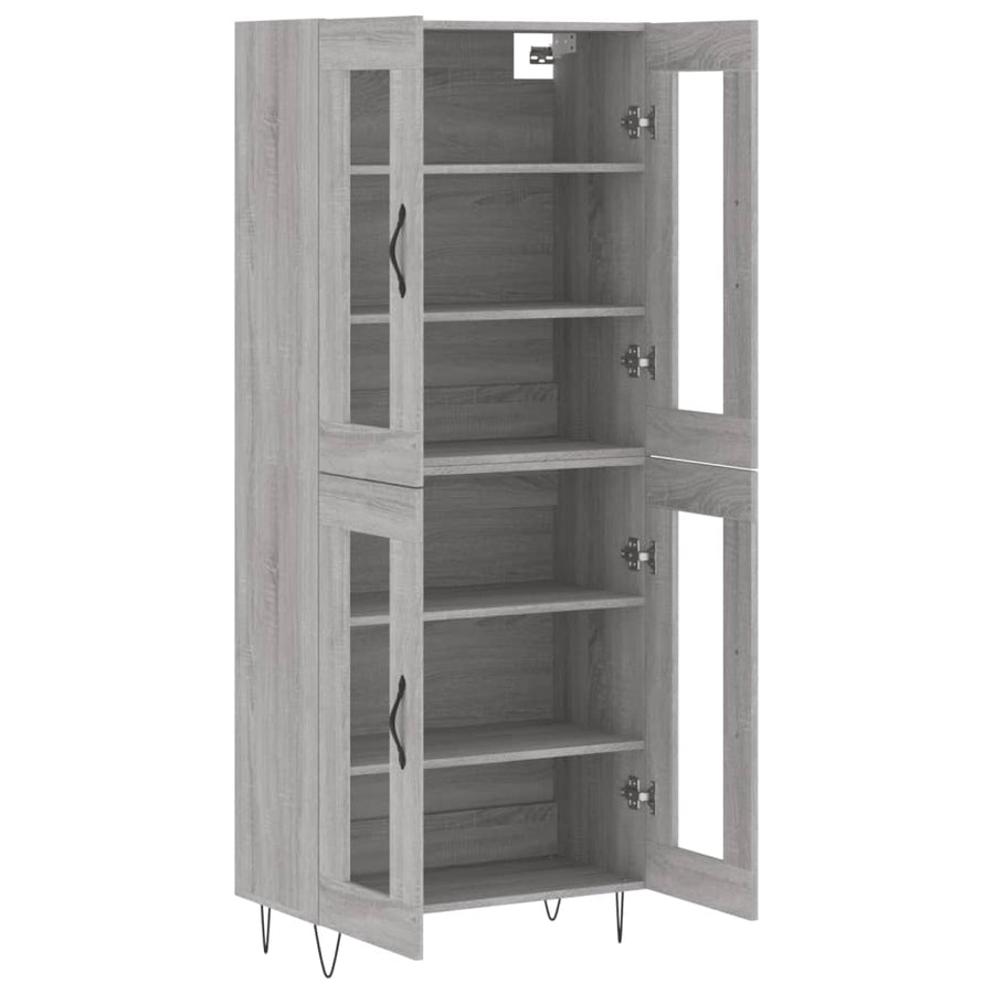 Hoge Kast 69,5X34X180 Cm Bewerkt Hout Eikenkleurig Grijs sonoma