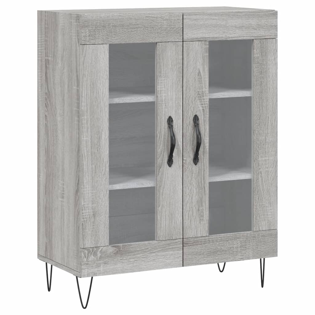 Hoge Kast 69,5X34X180 Cm Bewerkt Hout Eikenkleurig Grijs sonoma