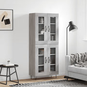 Hoge kast 69,5x34x180 cm bewerkt hout grijs