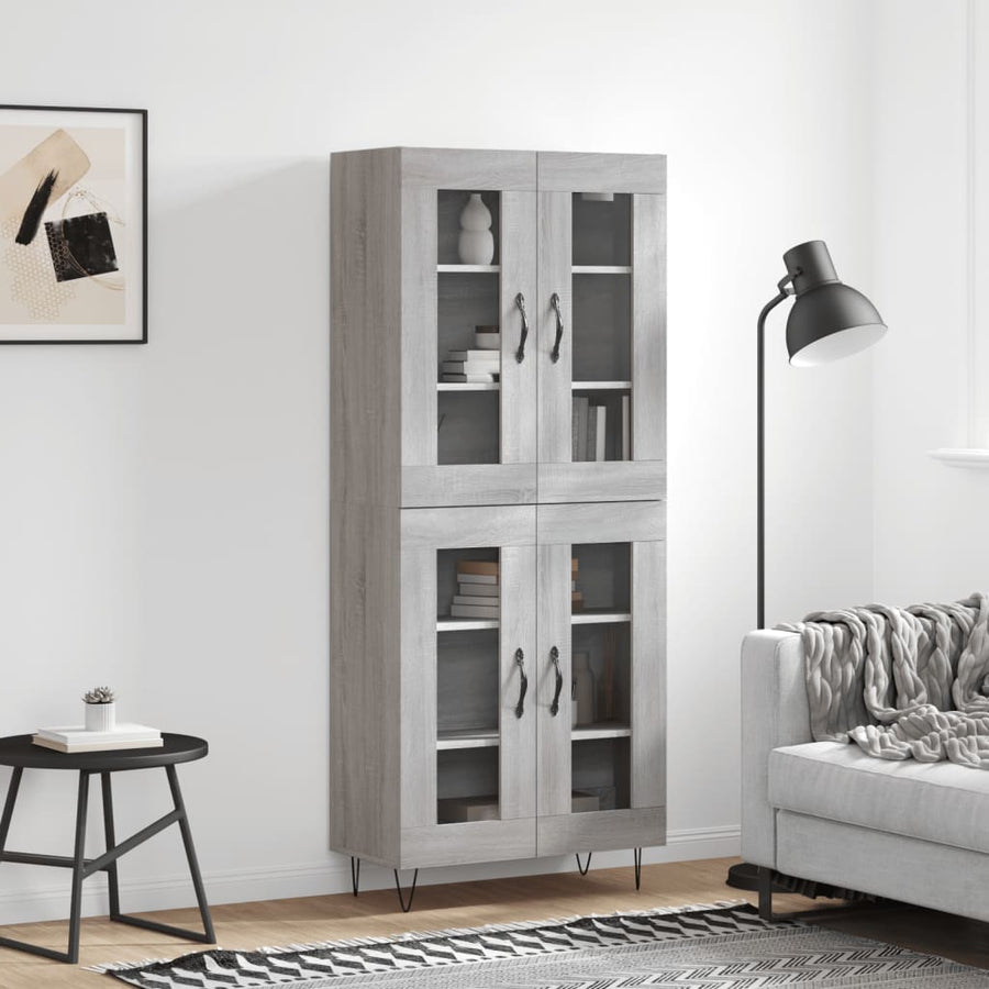Hoge Kast 69,5X34X180 Cm Bewerkt Hout Eikenkleurig Grijs sonoma