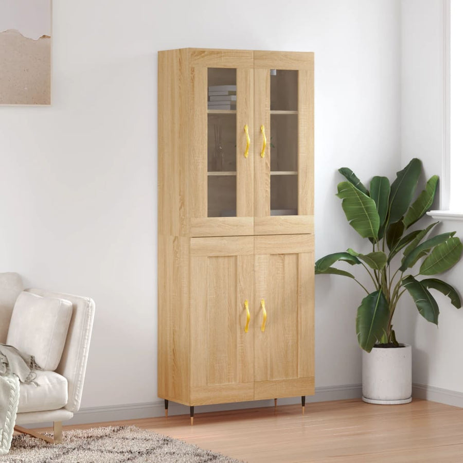 Hoge Kast 69,5X34X180 Cm Bewerkt Hout Kleurig Sonoma eiken