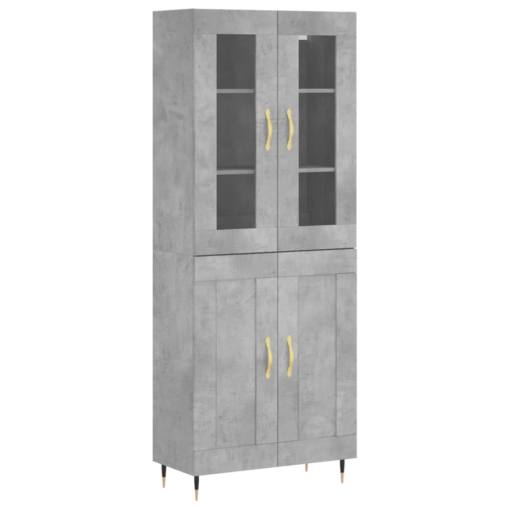 Hoge Kast 69,5X34X180 Cm Bewerkt Hout Betongrijs