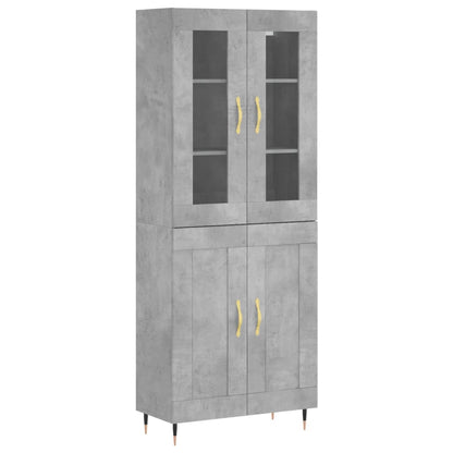 Hoge Kast 69,5X34X180 Cm Bewerkt Hout Betongrijs