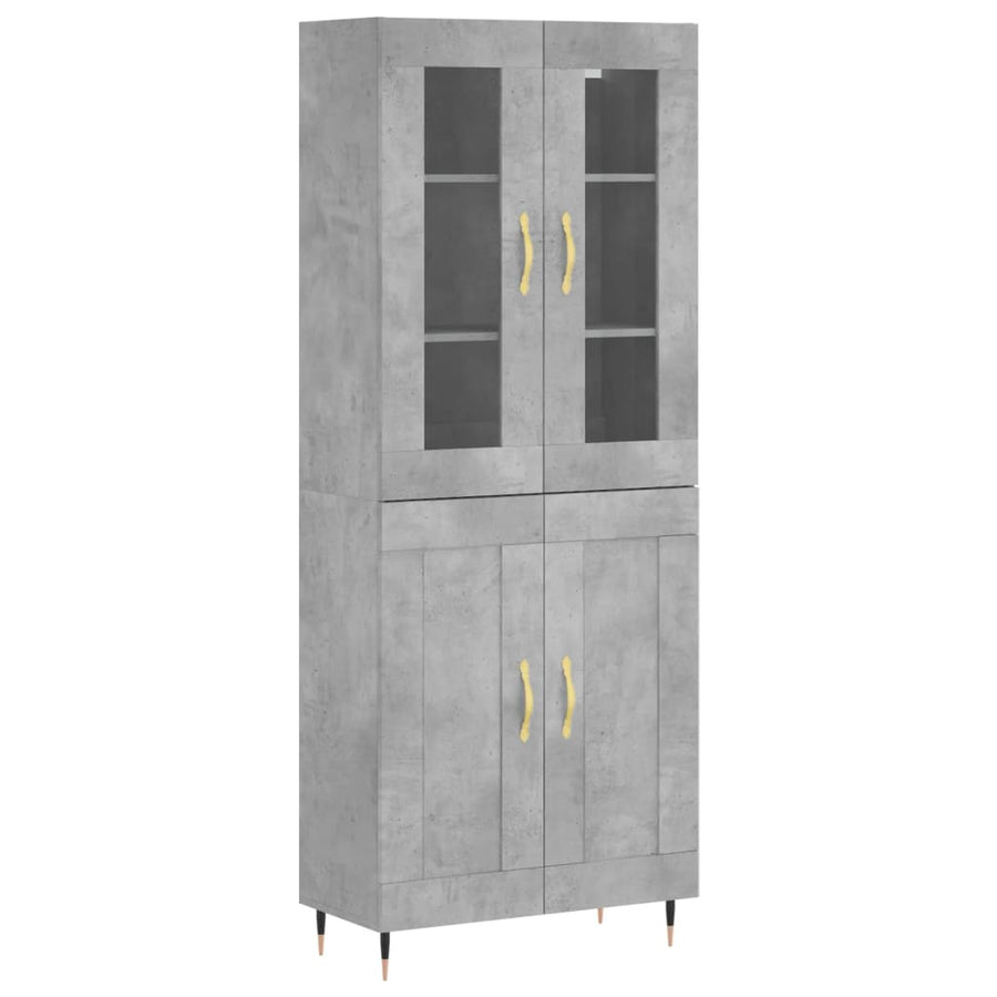 Hoge Kast 69,5X34X180 Cm Bewerkt Hout Betongrijs