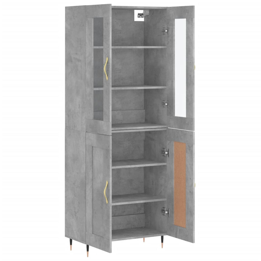Hoge Kast 69,5X34X180 Cm Bewerkt Hout Betongrijs