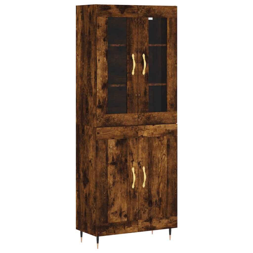 Hoge Kast 69,5X34X180 Cm Bewerkt Hout Kleurig Gerookt eiken