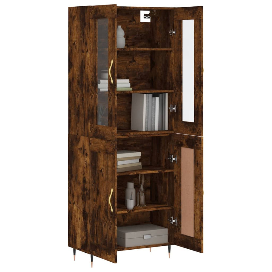 Hoge Kast 69,5X34X180 Cm Bewerkt Hout Kleurig Gerookt eiken