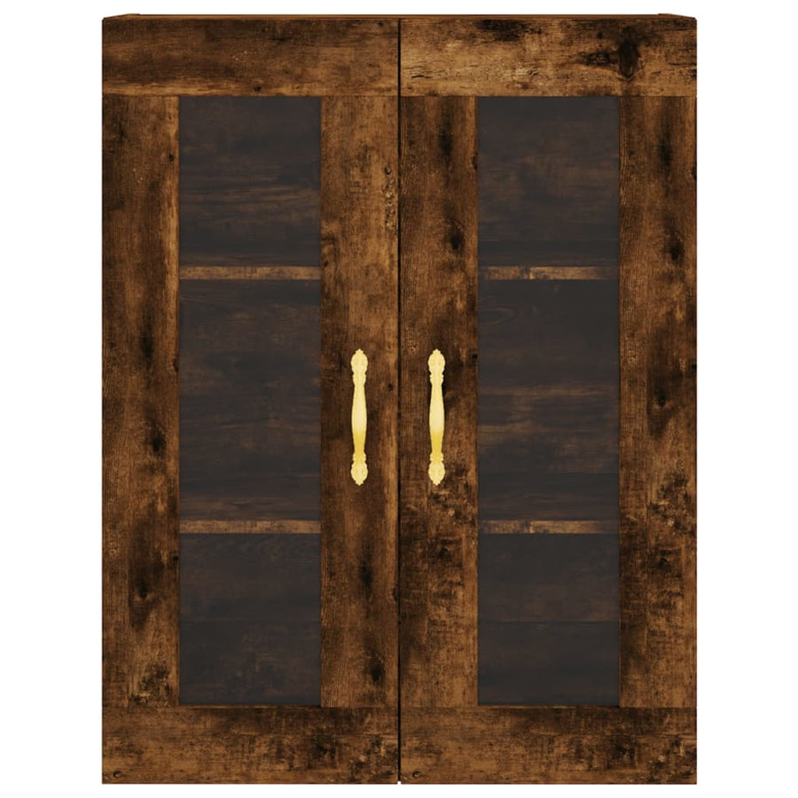 Hoge Kast 69,5X34X180 Cm Bewerkt Hout Kleurig Gerookt eiken