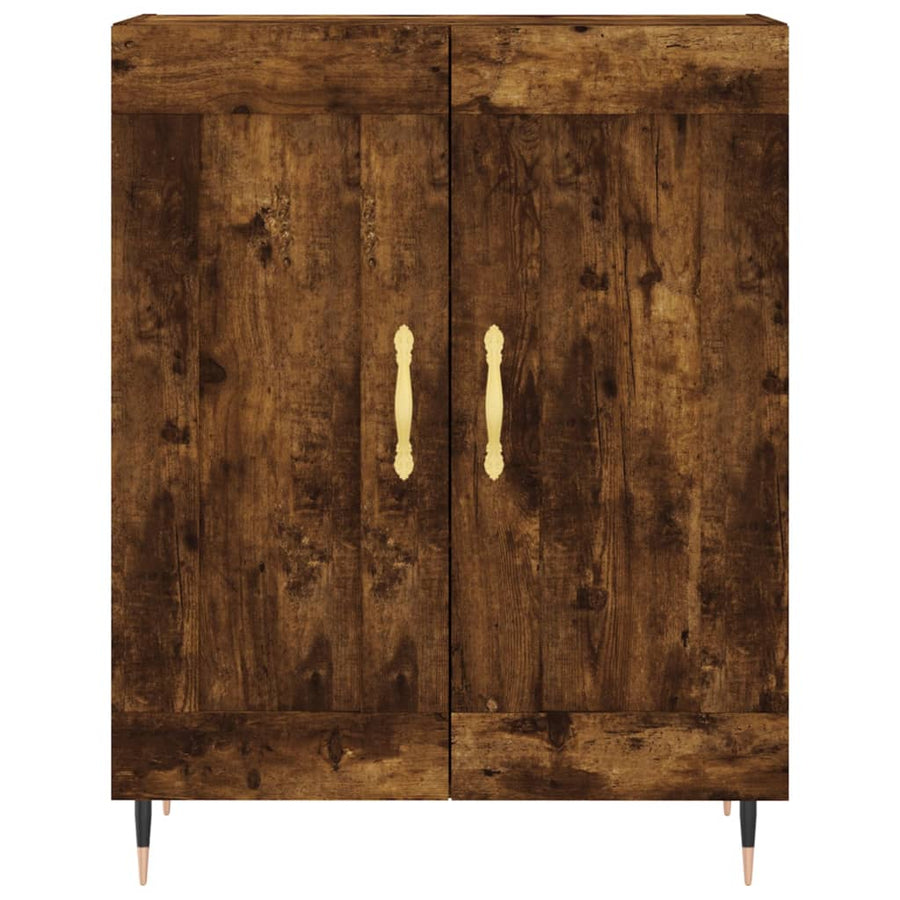 Hoge Kast 69,5X34X180 Cm Bewerkt Hout Kleurig Gerookt eiken