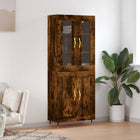 Hoge kast 69,5x34x180 cm bewerkt hout gerookt eiken