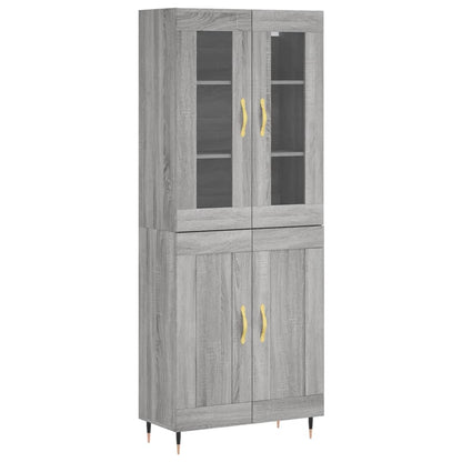 Hoge Kast 69,5X34X180 Cm Bewerkt Hout Eikenkleurig Grijs sonoma