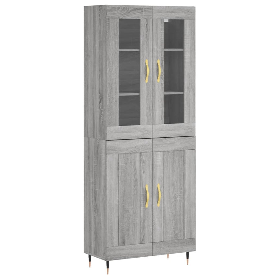 Hoge Kast 69,5X34X180 Cm Bewerkt Hout Eikenkleurig Grijs sonoma