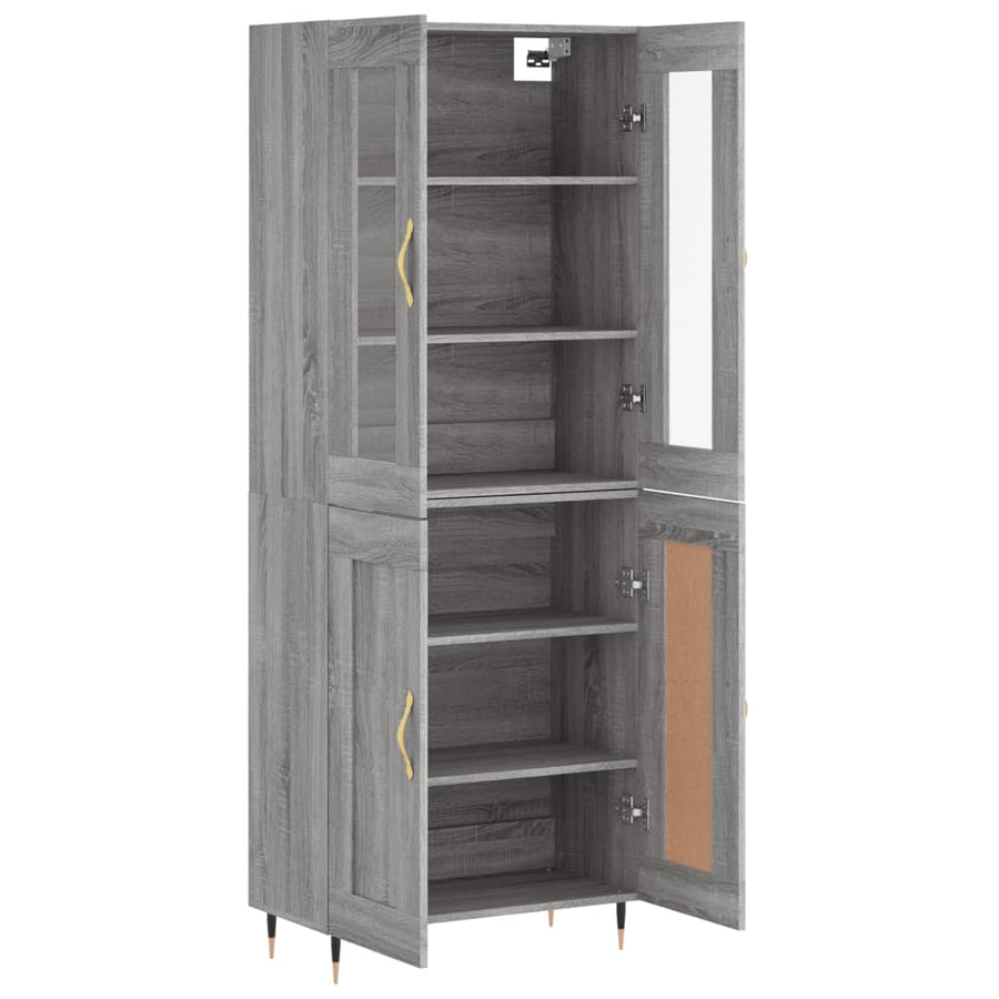 Hoge Kast 69,5X34X180 Cm Bewerkt Hout Eikenkleurig Grijs sonoma