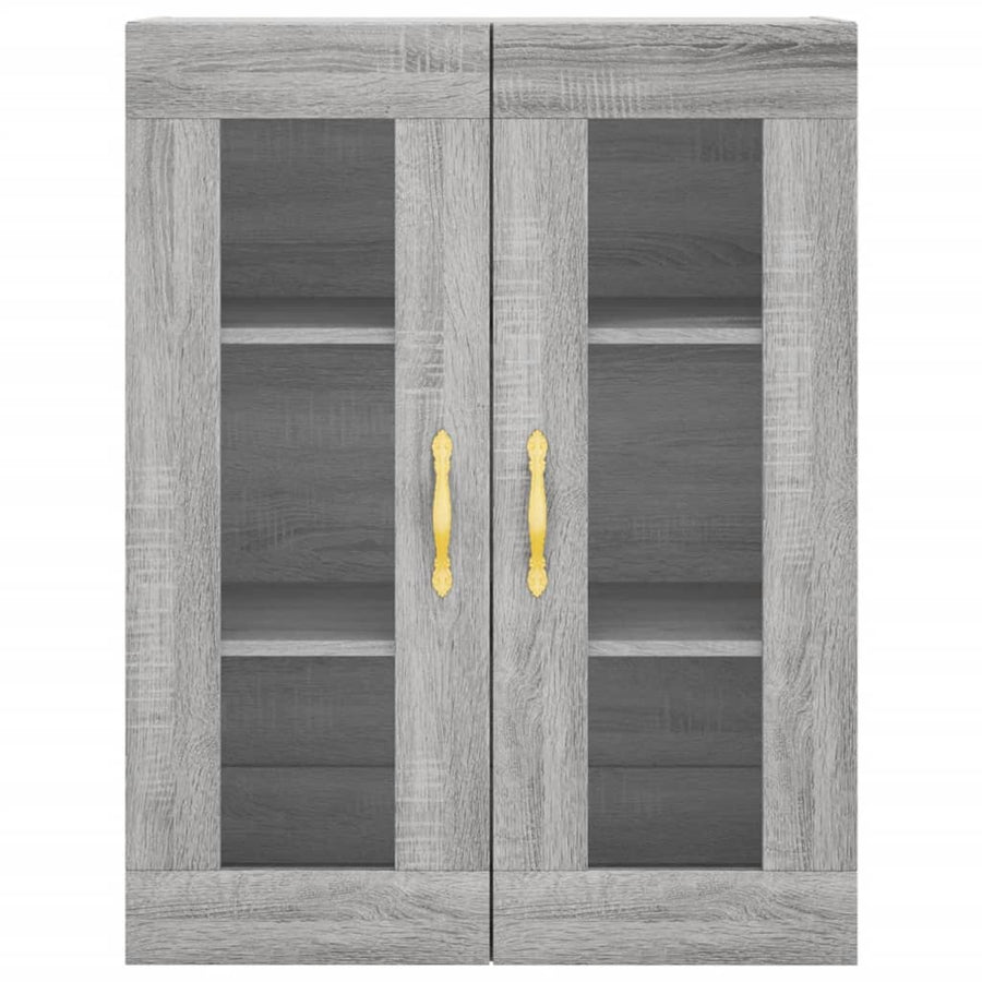 Hoge Kast 69,5X34X180 Cm Bewerkt Hout Eikenkleurig Grijs sonoma