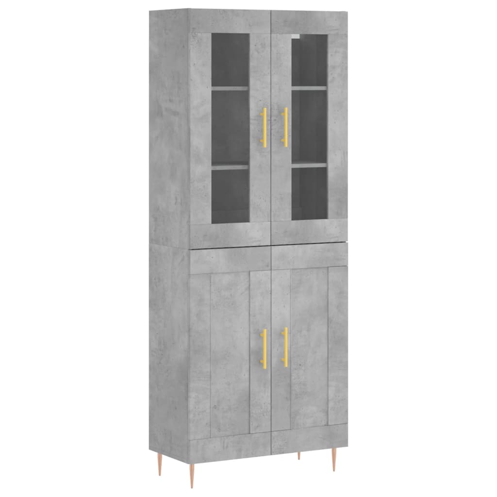 Hoge Kast 69,5X34X180 Cm Bewerkt Hout Betongrijs
