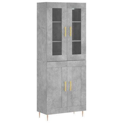 Hoge Kast 69,5X34X180 Cm Bewerkt Hout Betongrijs