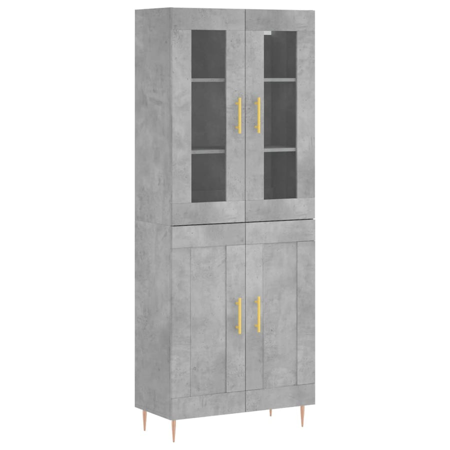 Hoge Kast 69,5X34X180 Cm Bewerkt Hout Betongrijs