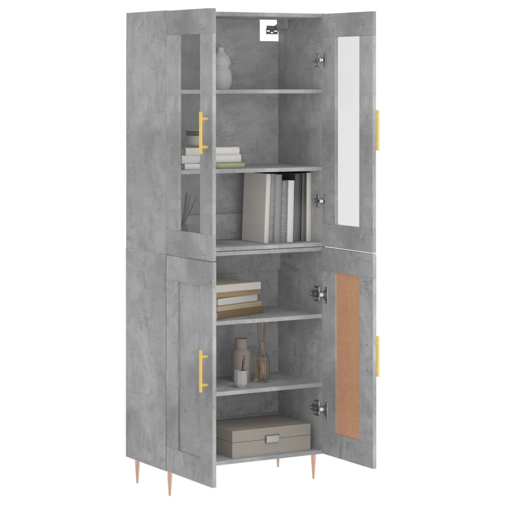 Hoge Kast 69,5X34X180 Cm Bewerkt Hout Betongrijs