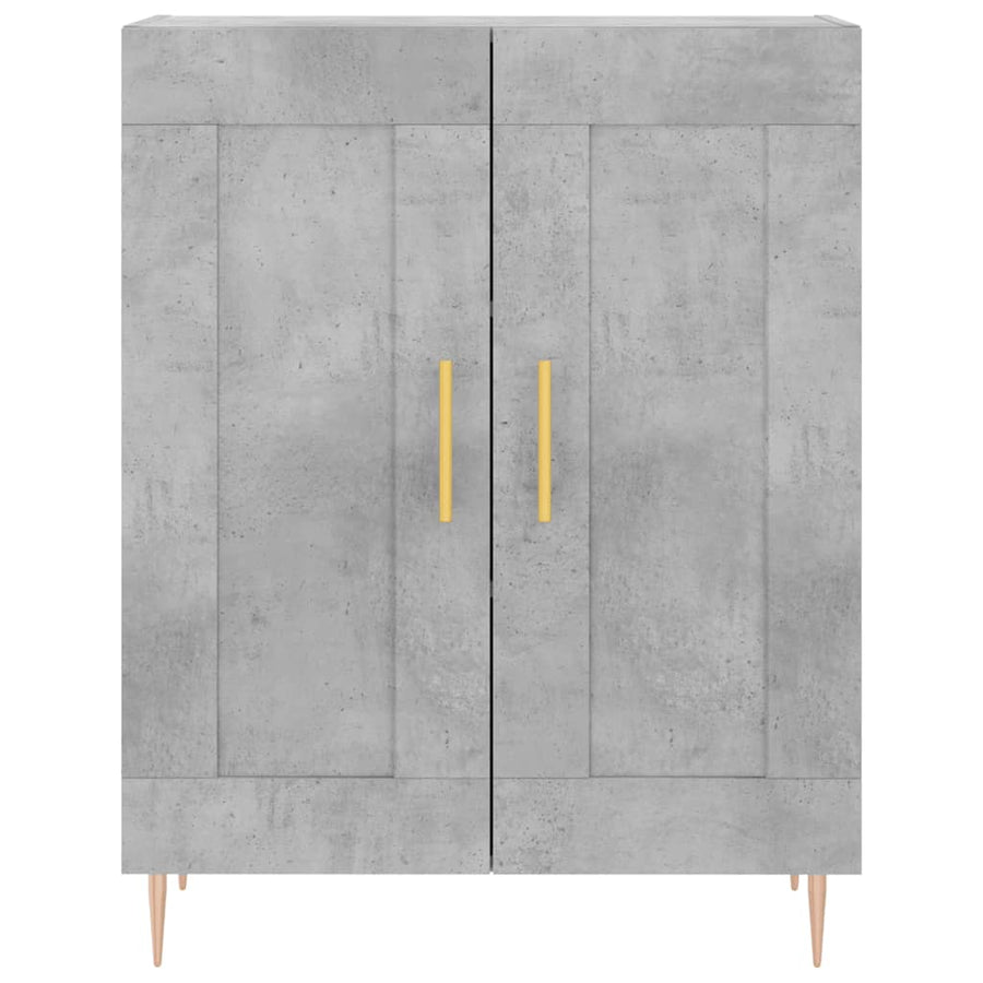 Hoge Kast 69,5X34X180 Cm Bewerkt Hout Betongrijs
