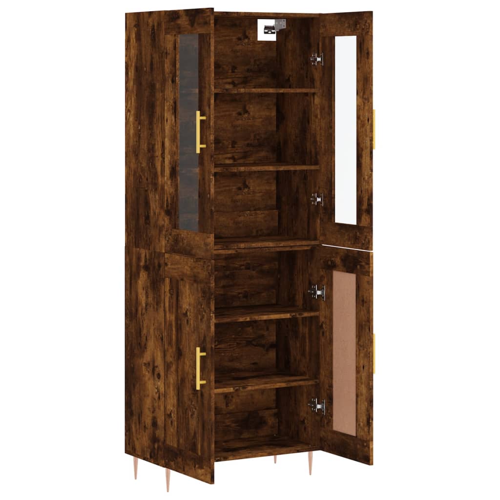 Hoge kast 69,5x34x180 cm bewerkt hout gerookt eikenkleurig