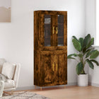 Hoge kast 69,5x34x180 cm bewerkt hout gerookt eiken