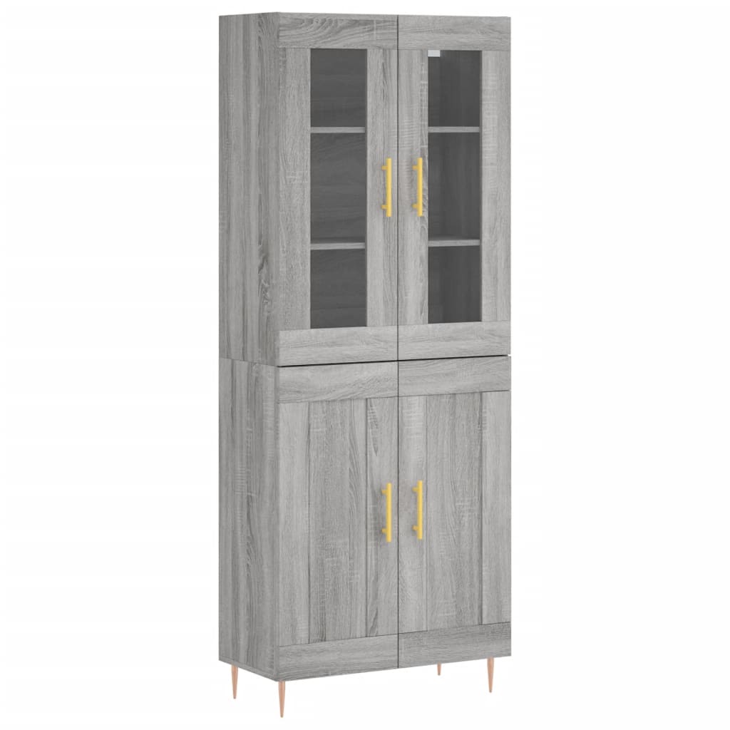 Hoge Kast 69,5X34X180 Cm Bewerkt Hout Eikenkleurig Grijs sonoma