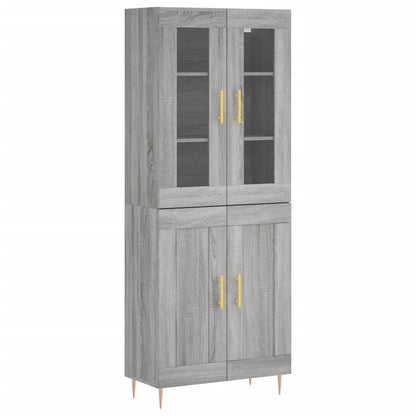 Hoge Kast 69,5X34X180 Cm Bewerkt Hout Eikenkleurig Grijs sonoma