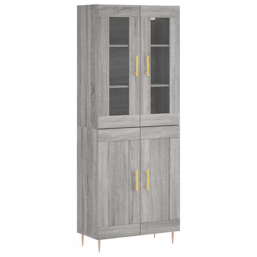 Hoge Kast 69,5X34X180 Cm Bewerkt Hout Eikenkleurig Grijs sonoma