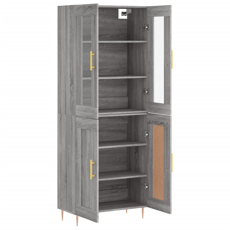Hoge Kast 69,5X34X180 Cm Bewerkt Hout Eikenkleurig Grijs sonoma