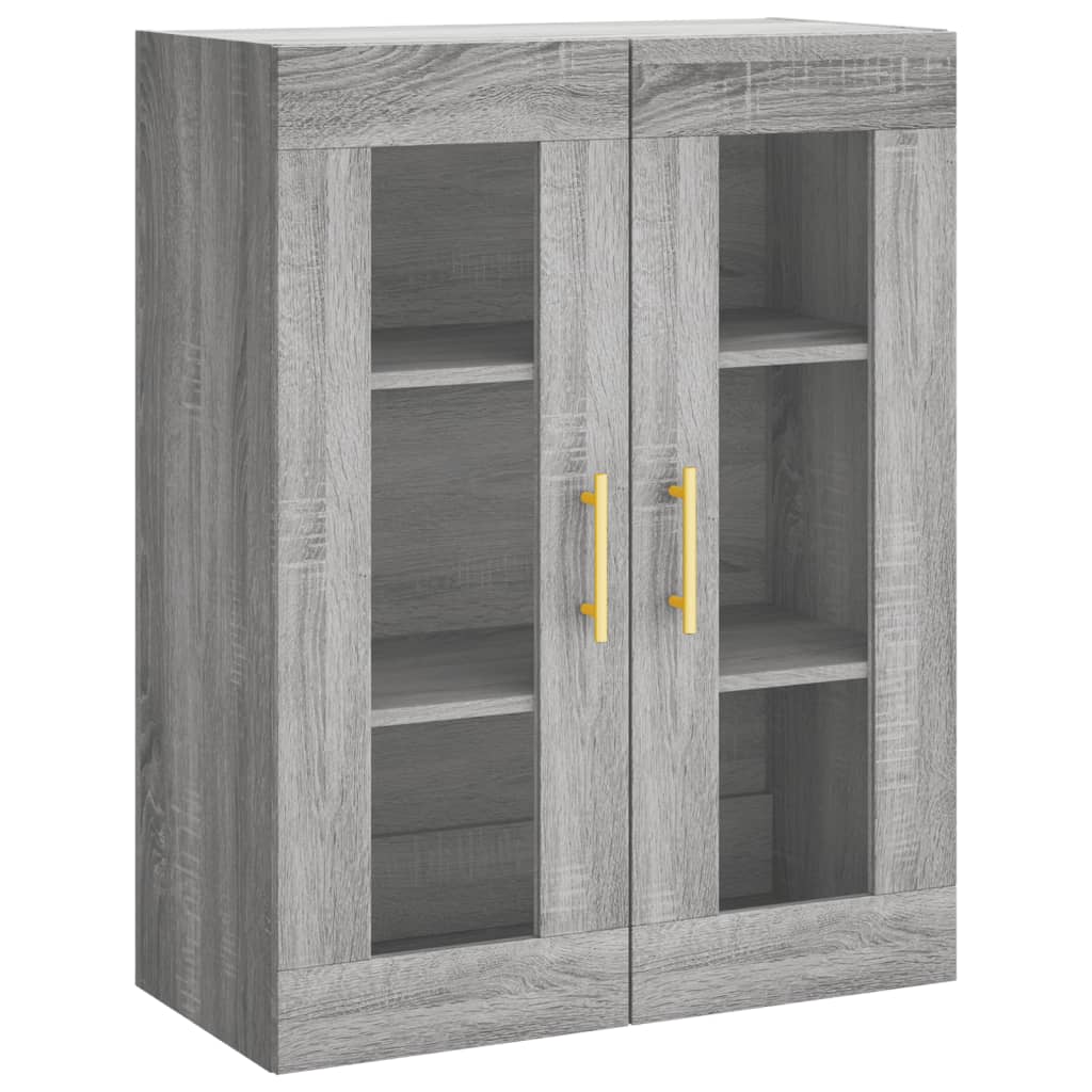 Hoge Kast 69,5X34X180 Cm Bewerkt Hout Eikenkleurig Grijs sonoma