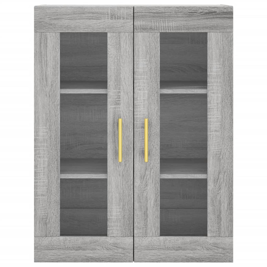Hoge Kast 69,5X34X180 Cm Bewerkt Hout Eikenkleurig Grijs sonoma